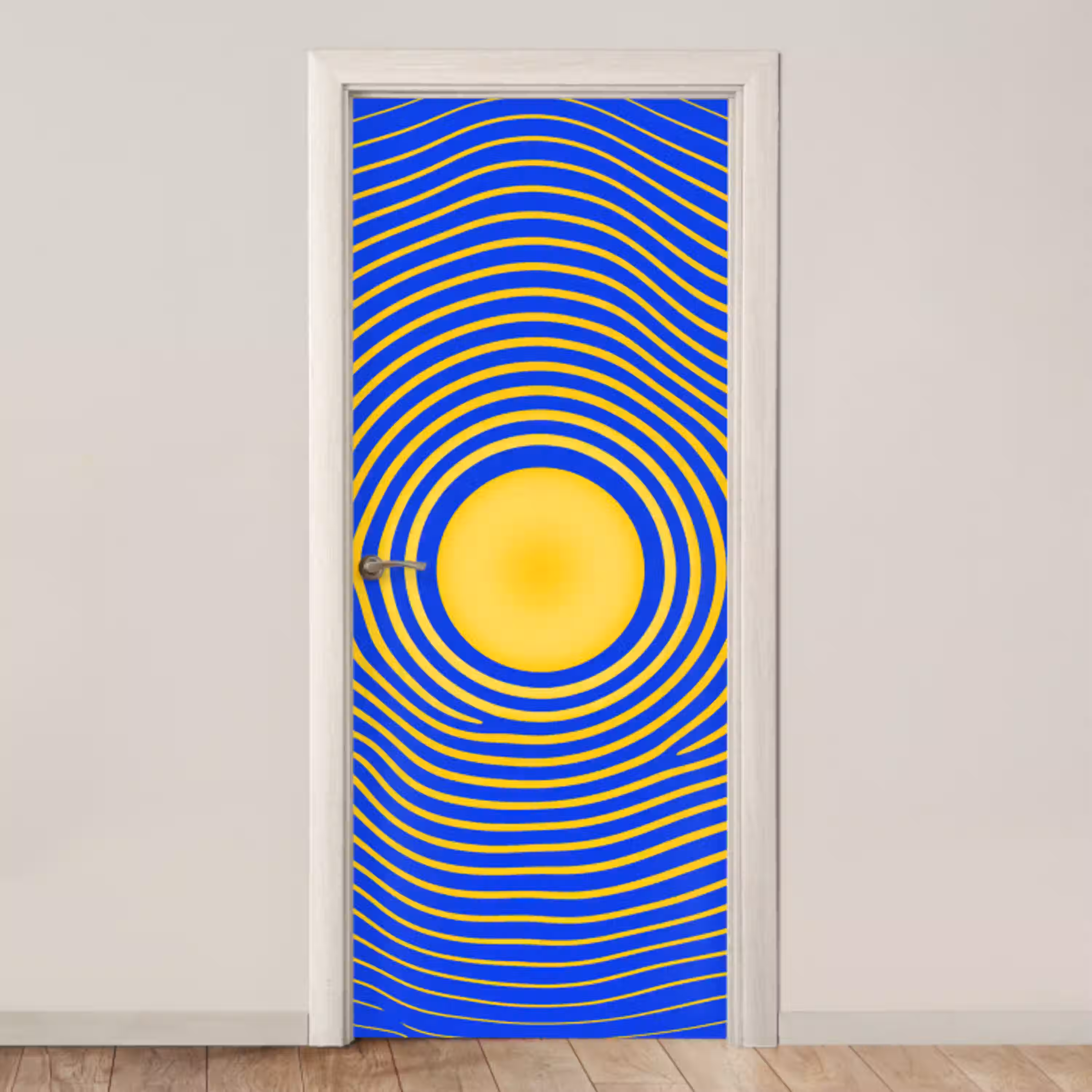 Abstract patroon - Blauw deurposter klein -3d_beige