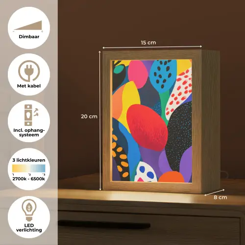 Bloemen - Bladeren - Abstract - Rood Light Box met kabel (Tafellamp) klein -USP_NL