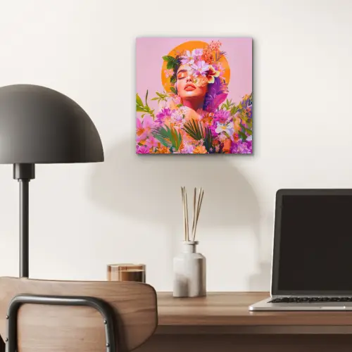 Vrouw - Abstract - Cirkel - Bloemen aluminium wit klein -sfeer5