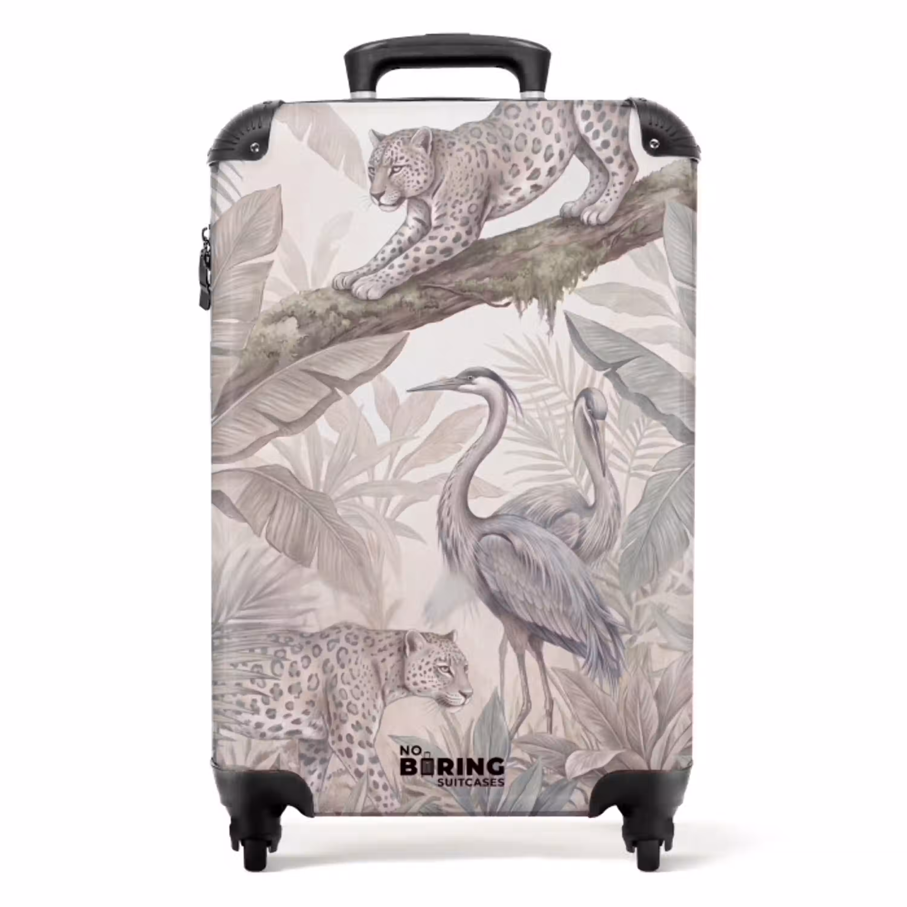 Kat - Vogel - Jungle - Illustratie - Dieren NBS - Handbagage koffer - Volwassenen Unisex middel -productfoto_recht