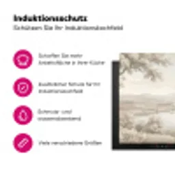Rivierlandschap - Bergen - Natuur - Vintage - Beige Inductie beschermer vinyl 3mm klein -zzzzzzz-lf-ups