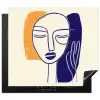 Minimalistisch - Gezicht - Hand - Oranje - Blauw Inductie beschermer vinyl 3mm middel -3d