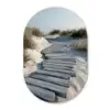 Pad - Planken - Duinen - Gras Wandcirkel Ovaal Glas middel -3d