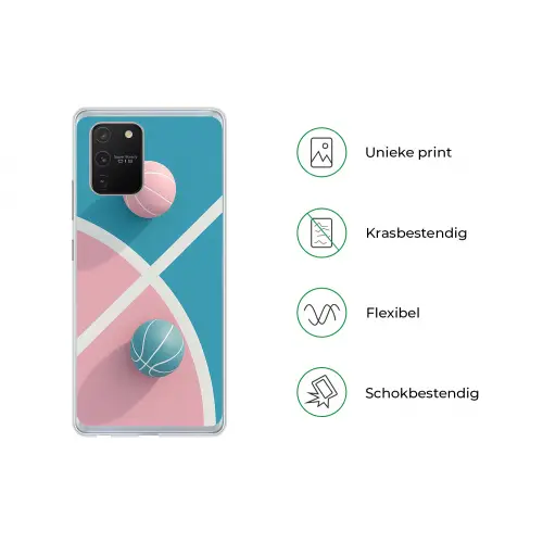 Basketbal - Pastel - Roze - BLauw Telefoonhoesje Samsung Galaxy S10 Lite klein -specsS10Lite