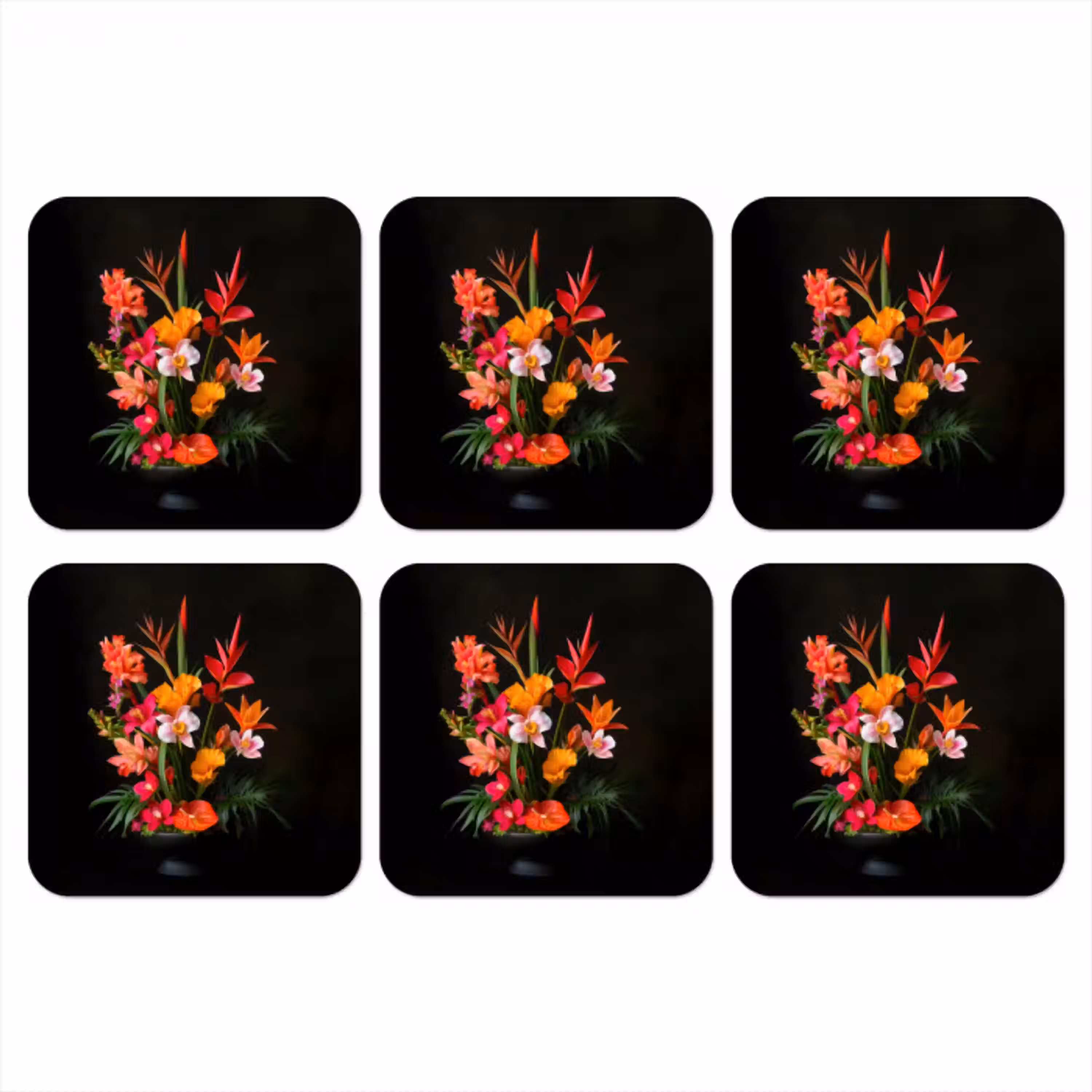 Boeket - Bloemen - Exotisch onderzetter kurk middel -3d