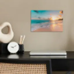 Zonsondergang - Strand - Zee - Zomer - Blauw poster papier klein -sfeer1