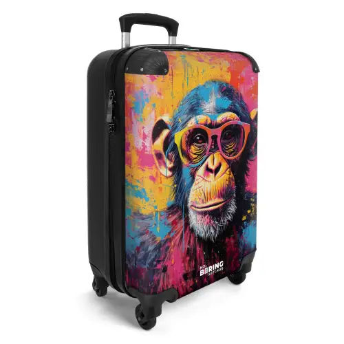 Chimpansee met bril in graffiti stijl NBS - Handbagage koffer - Kinderen Unisex middel -productfoto_3d