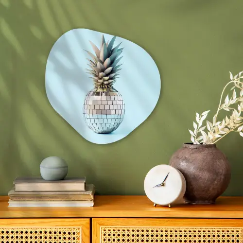 Blauw - Ananas - Disco - Discobal Wandcirkel Organisch Forex 3mm klein -sfeer2