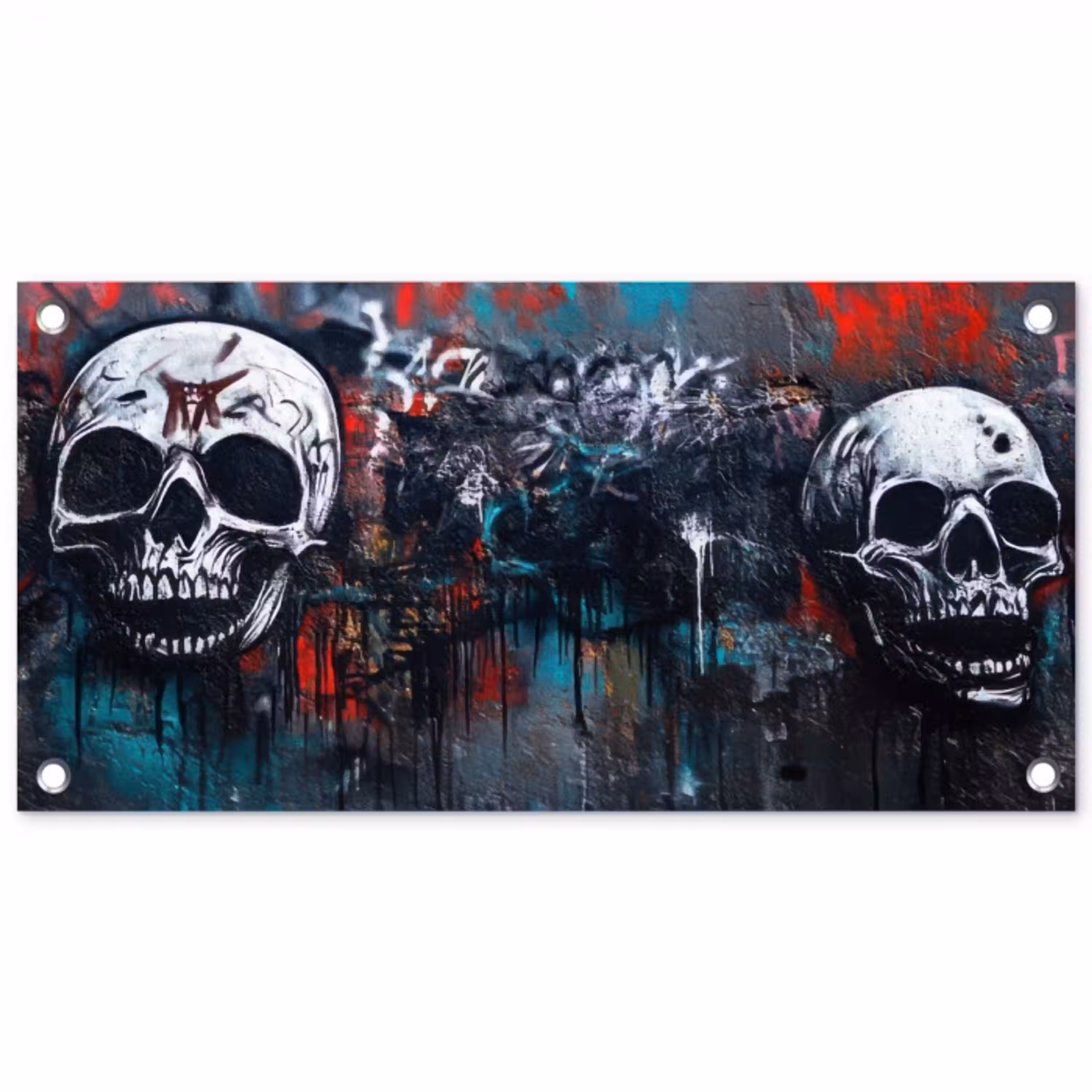 Schedels - Graffiti - Abstract tuinposter los doek klein -3d