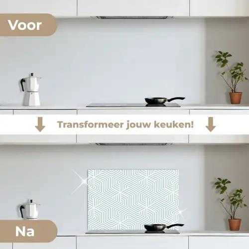 Geometrie - Lijn - Groen - Patroon keuken achterwand spatscherm klein 900 -voor_na_NL