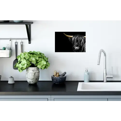 Schotse hooglander - Goud - Vacht - Dieren - Koe Muursticker klein -keuken
