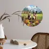 Ezels - Bloemen - Zomers Wandcirkel behangsticker klein -sfeer3