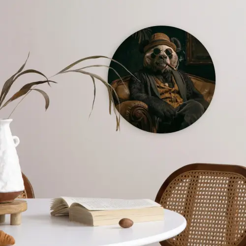 Panda - Hoed - Bril - Pak Wandcirkel plexiglas klein -sfeer4