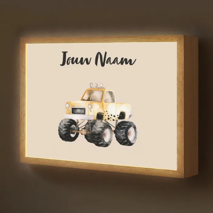 Monstertruck - Geel - Minimalistisch Light Box met batterij (Wandlamp kind) middel -z3d_website
