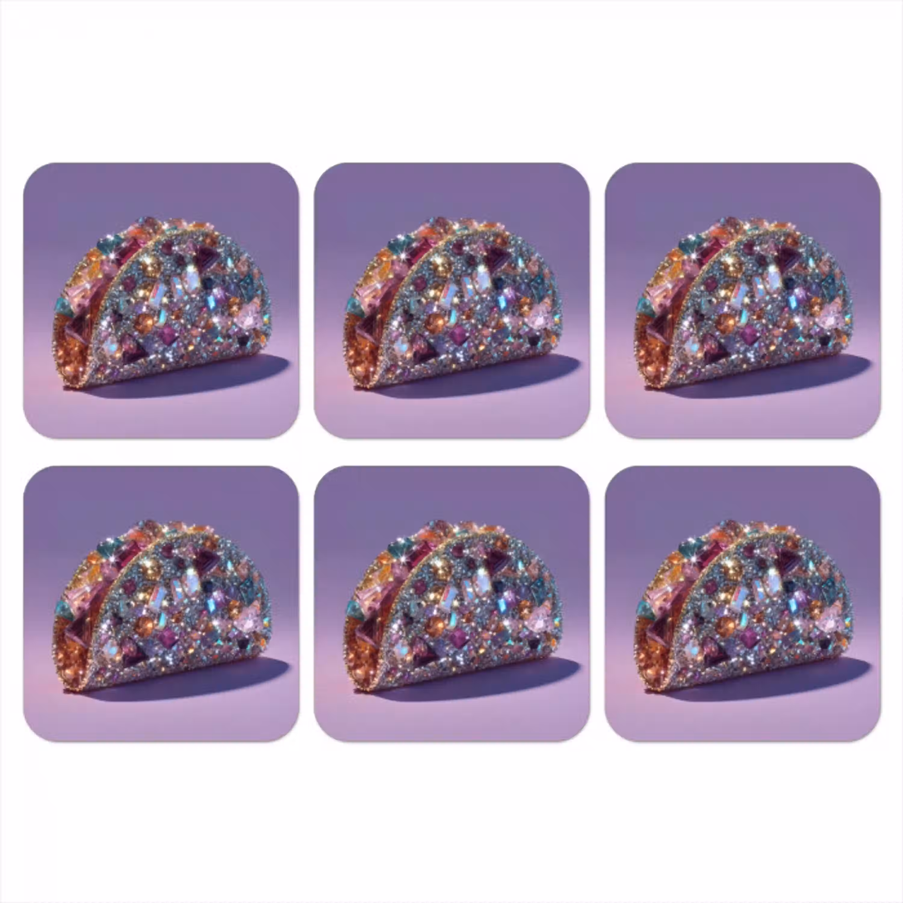 Edelstenen - Glitters - Paars - Kleurrijk onderzetter kurk middel -3d