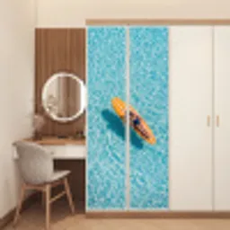Surfboard - Water - Badpak - Oranje deurposter klein -sfeer3