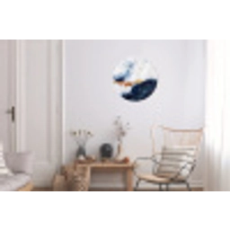 Abstract - Acryl - Blauw - Goud - Elegant Wandcirkel aluminium klein -woonkamer