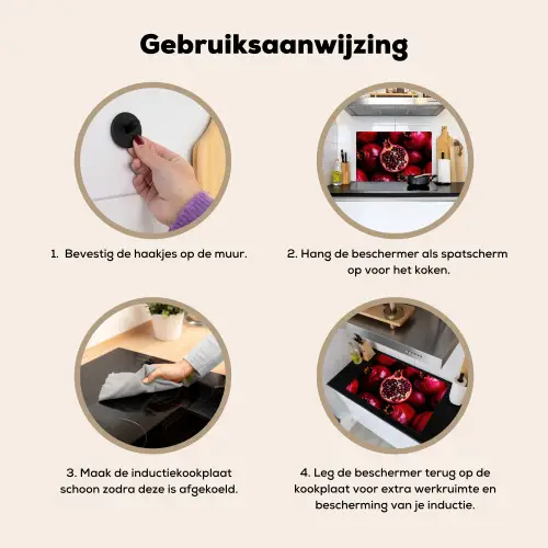 Granaatappel - Rood - Fruit Inductie beschemer met haakjes klein -ky-gebruik-nl