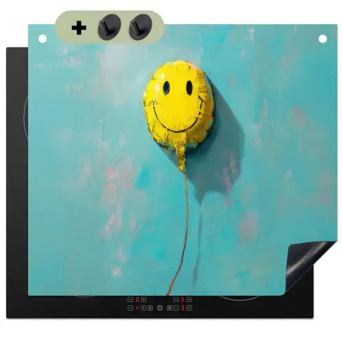 Ballon - Geel - Smiley Inductie beschemer met haakjes middel -3d