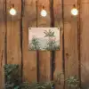 Tropisch landschap - palmbomen - Bloemen - Roze lucht tuinposter los doek klein -sfeer1