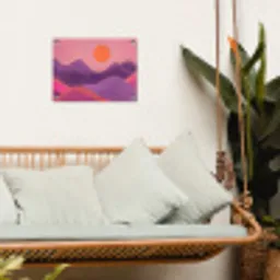 Zon - Heuvels - Paars - Abstract tuinposter los doek klein -sfeer7