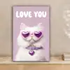 Kat - Love - Paars - Valentijn canvas 2cm klein -sfeer1