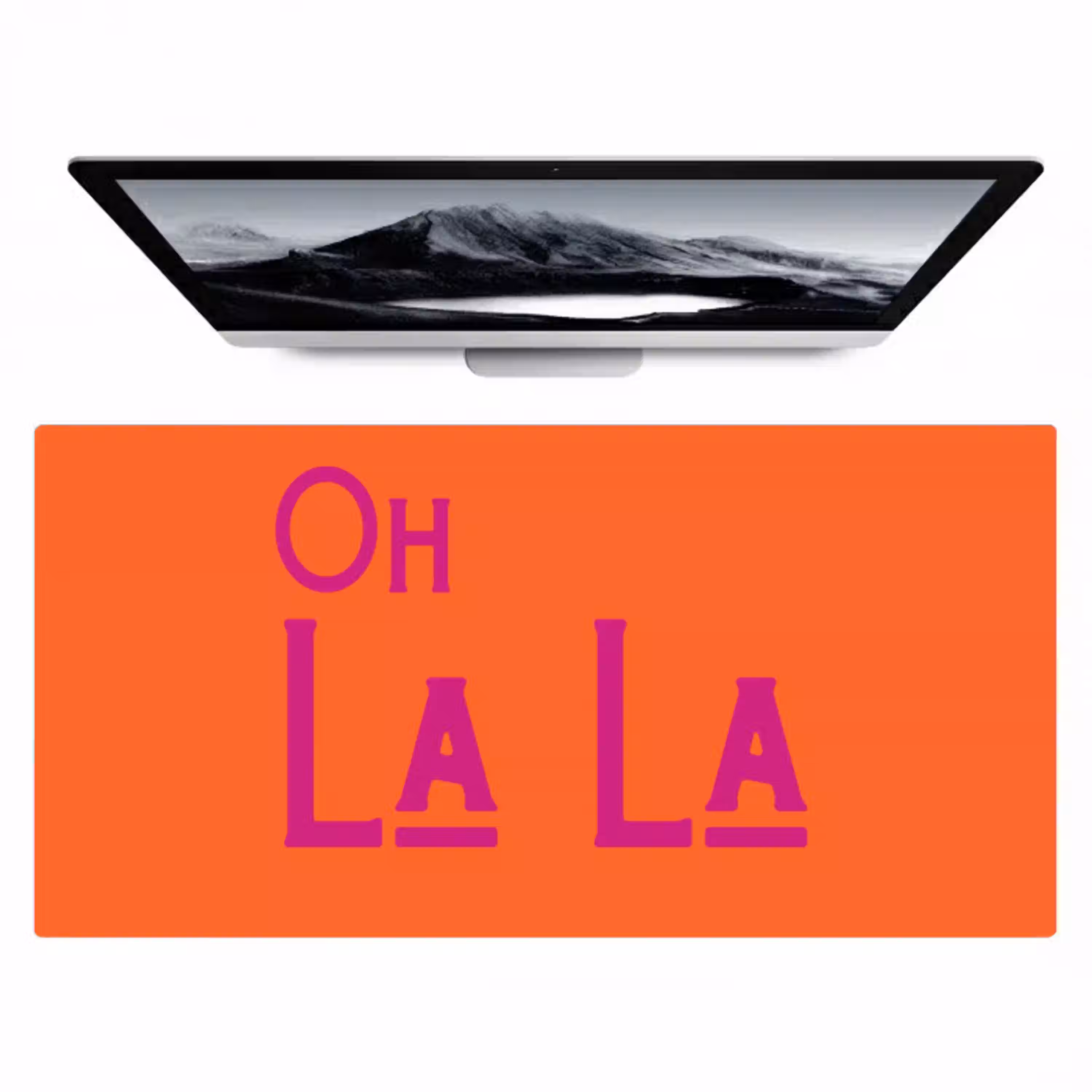 Oh la la - Oranje - Roze - Scheeflettertype Muismat XXL klein -zzz3d