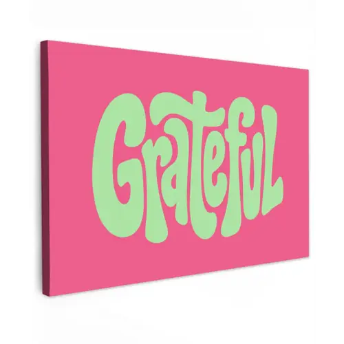 Grateful - Groen - Grafisch - Vloeiend canvas 2cm klein -z3d
