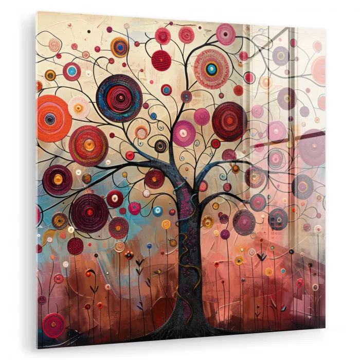 Levensboom - Bloemen - Roze - Hippie - Kunst plexiglas 5mm klein -zzzproduct_nieuw