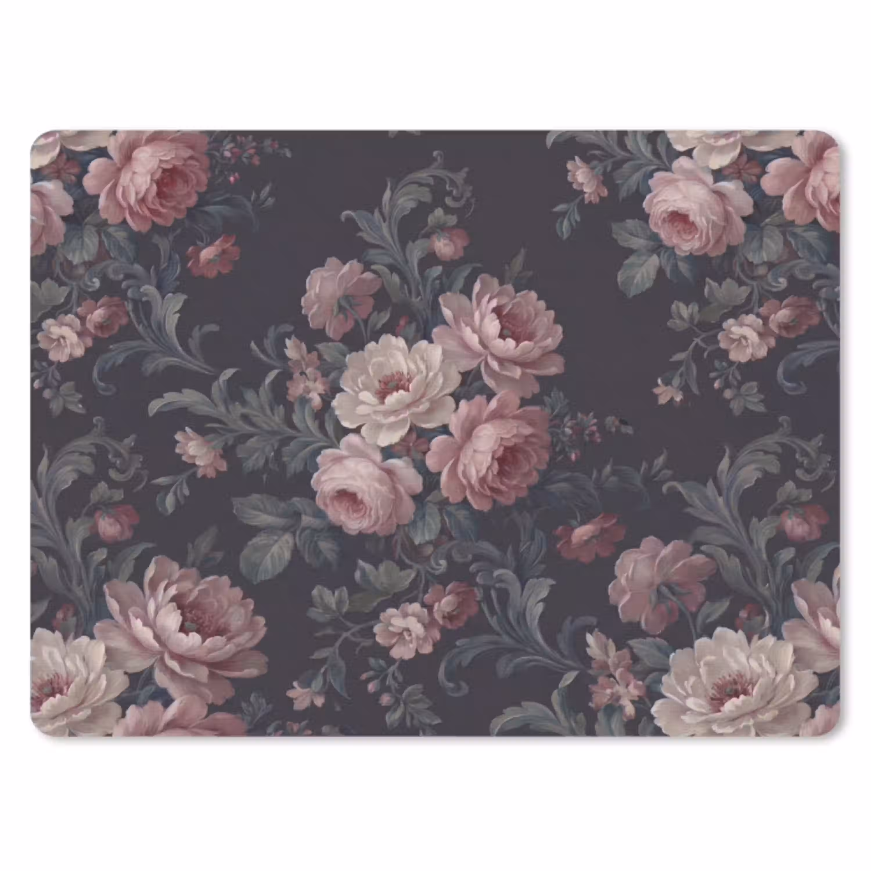 Bloemen - Patroon - Sierlijk - Roze - Donker muismat rubber klein -3d