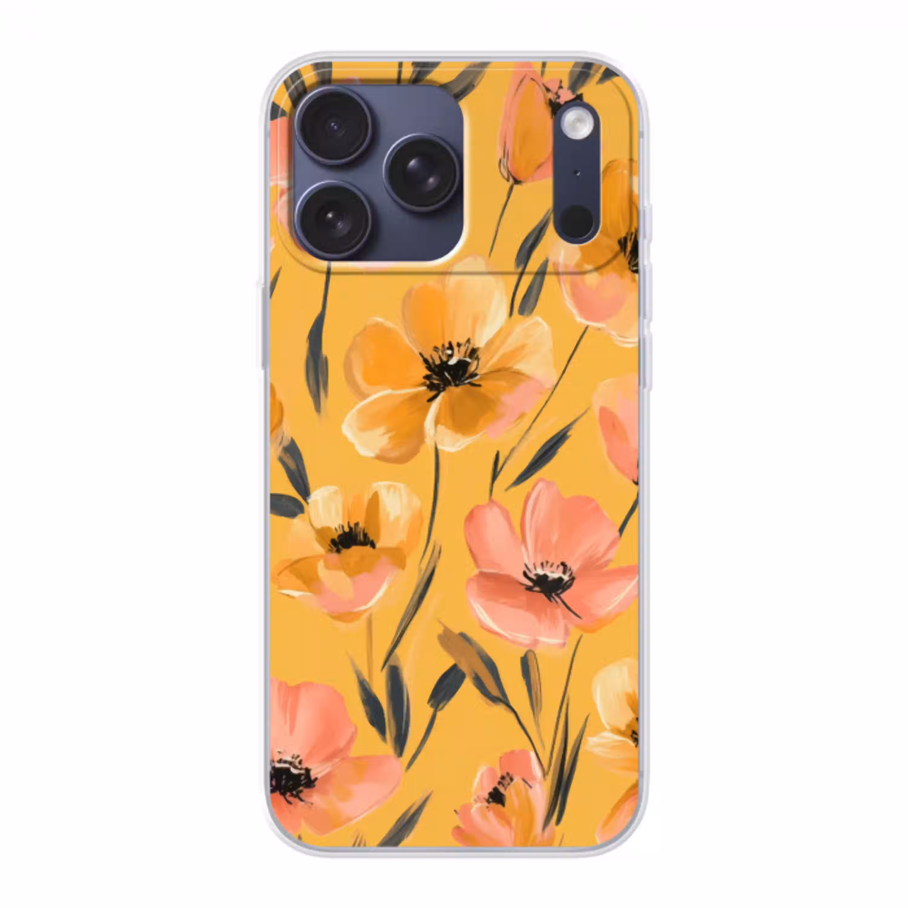 Bloemen - Geschilderd - Geel Telefoonhoesje iPhone 17 Pro Max klein -3d