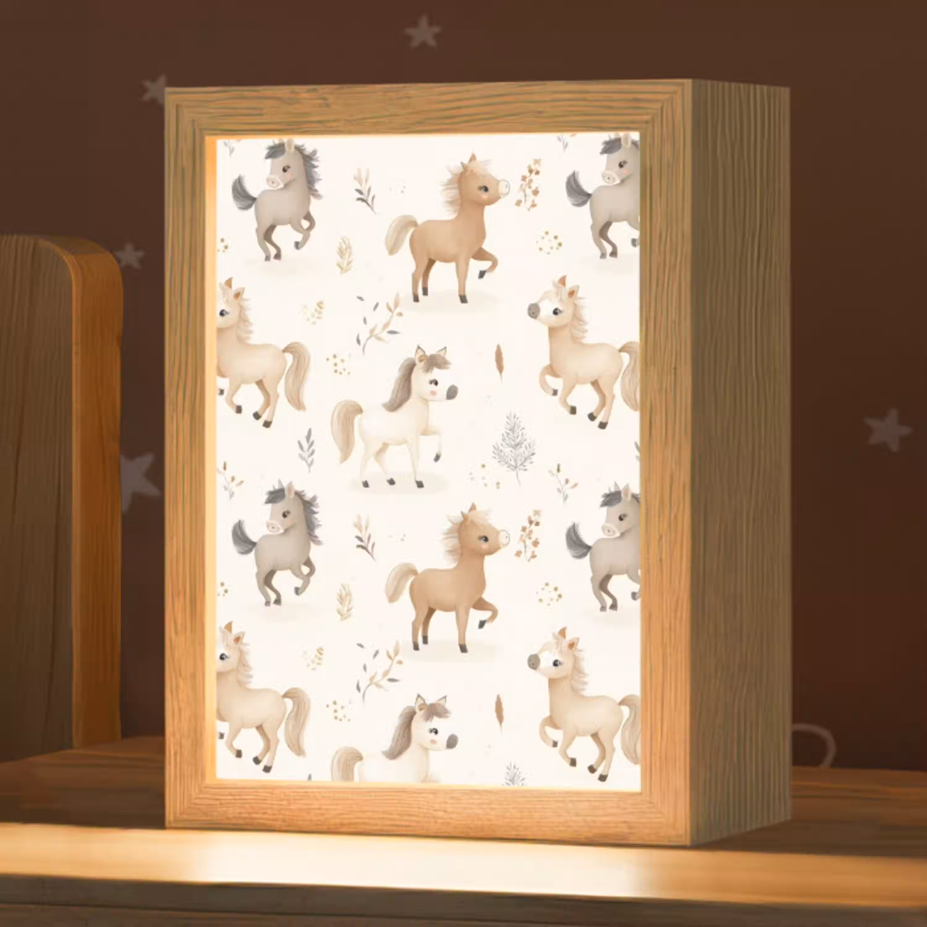Veulens - Paard - Patroon - Beige Light Box met kabel klein -zzz_3d_website