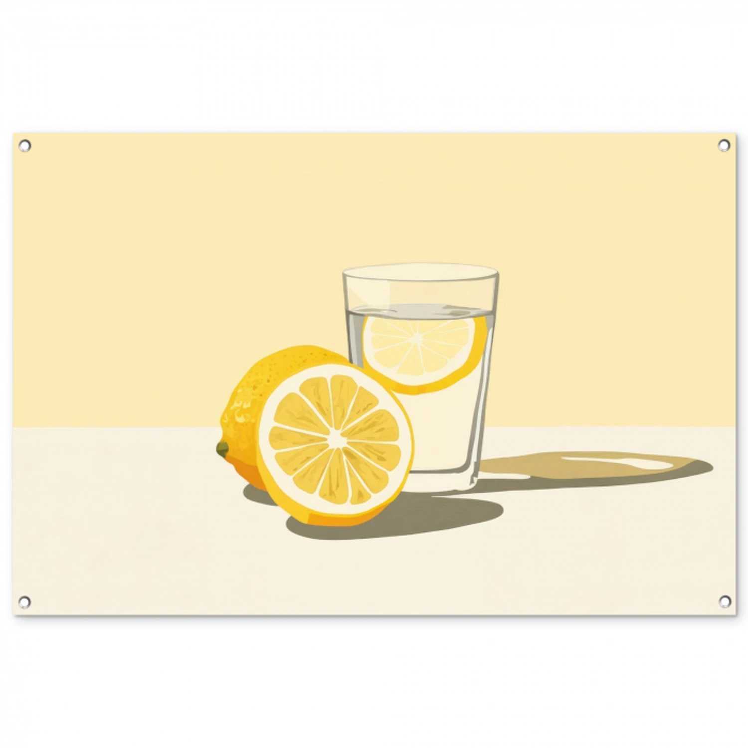 Glas - Citroenschijfjes - Geel tuinposter los doek groot -3d