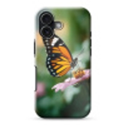 Roze bloemen - Vlinder - Zachte focus Toughcase MagSafe Apple iPhone 17 klein -3d