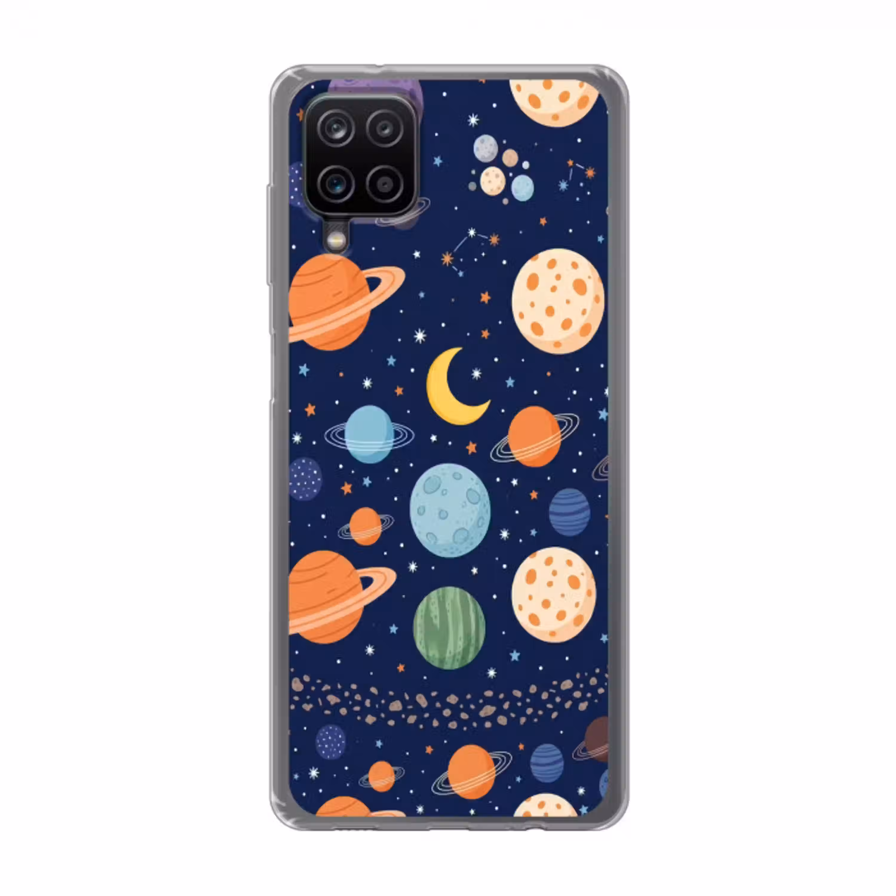 Ruimte - Planeten - Kleurrijk Telefoonhoesje Samsung Galaxy A12 klein -3d