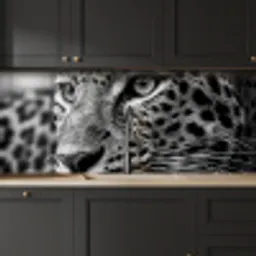 Luipaard - Zwart - Wit - Oog keuken achterwand 2 middel -sfeer1