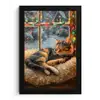 Kat - Kerst - Winter - Dier fotolijst zwart zonder passe partout klein -3d