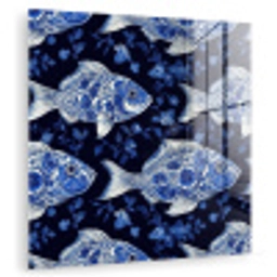 Vissen - Bloemen - Blauw plexiglas 5mm klein 11 -zzzproduct_nieuw