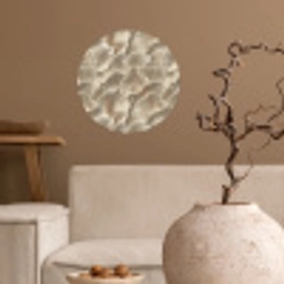 Waaierstructuren - Beige - Vezeltextuur Wandcirkel behangsticker klein 186 -sfeer1