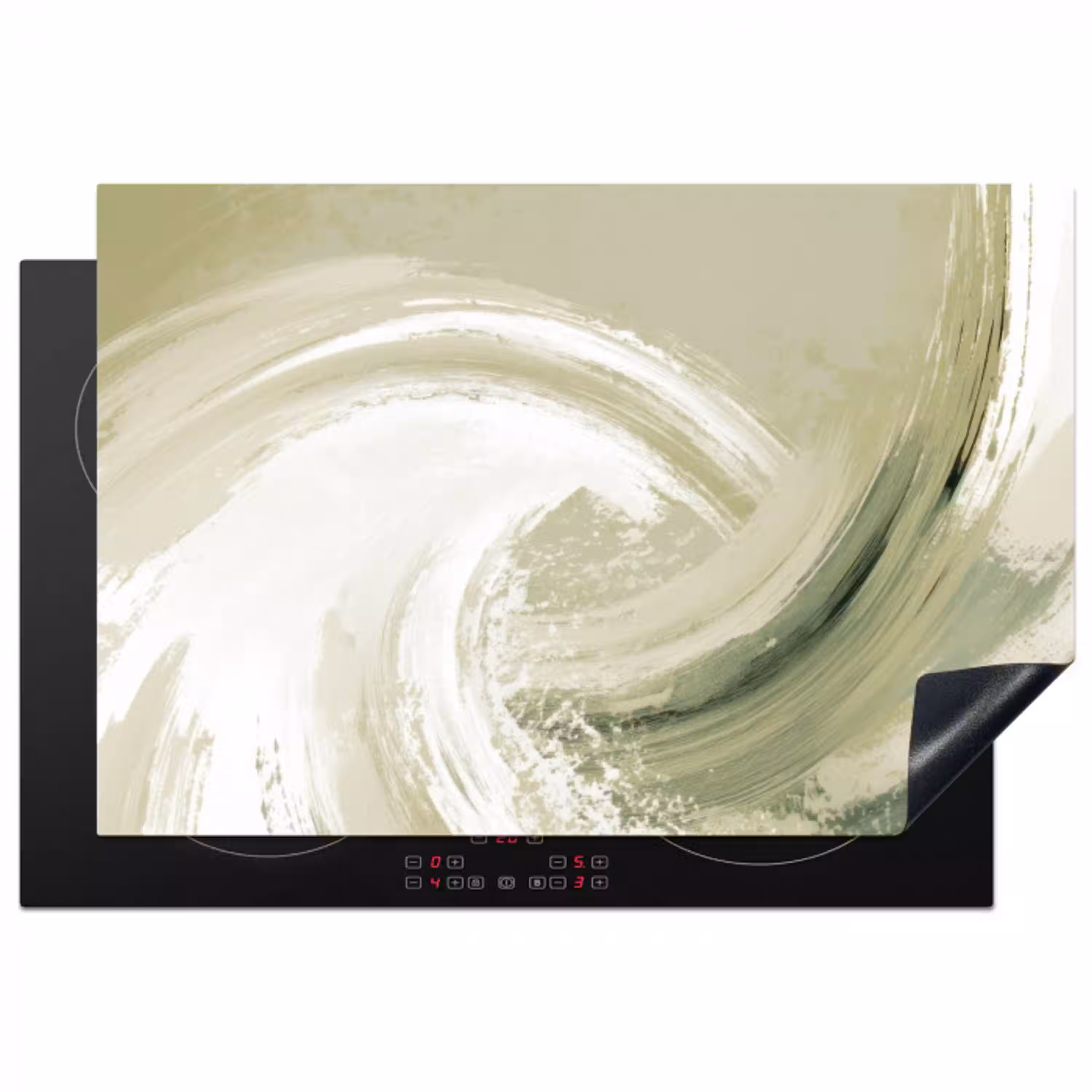 Abstract - Penseelstreken - Golven - Groen Inductie beschermer vinyl 3mm klein -3d