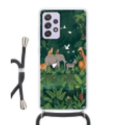 Tropisch - Jungle -  Groen Hoesje Samsung Galaxy A52 5G met koord klein -3d