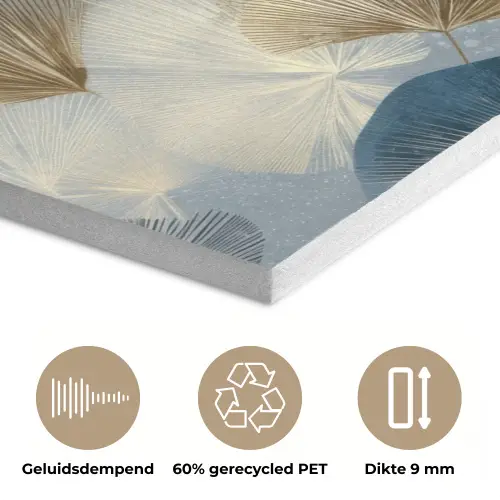 Bladeren - Abstract - Goud - Blauw PET vilt klein -closeup_NL