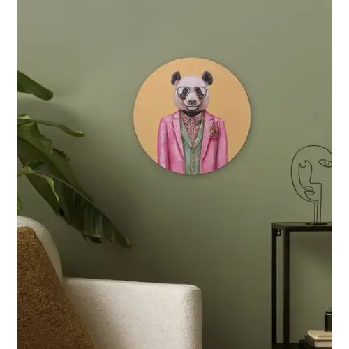 Panda - Pak - Zonnebril - Blauw Wandcirkel plexiglas klein -sfeer3