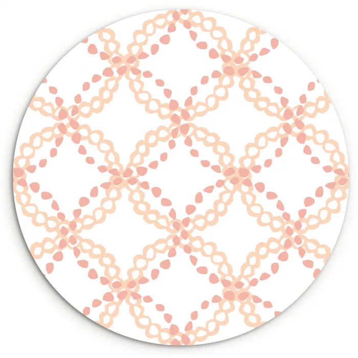 Koraalkleur - Vlechtmotief - Wit Wandcirkel plexiglas klein 852 -3d