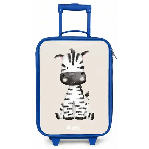 Zebra portrettekening met beige achtergrond Kinderkoffer - Blauw klein -zz3dotto