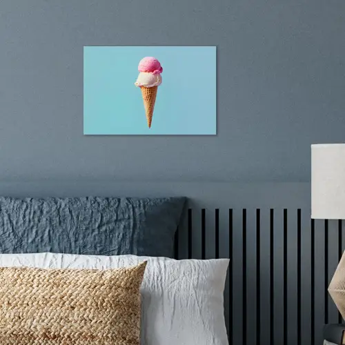Bolletjes - Schepijs - Hoorntje - Blauw poster papier klein -sfeer2