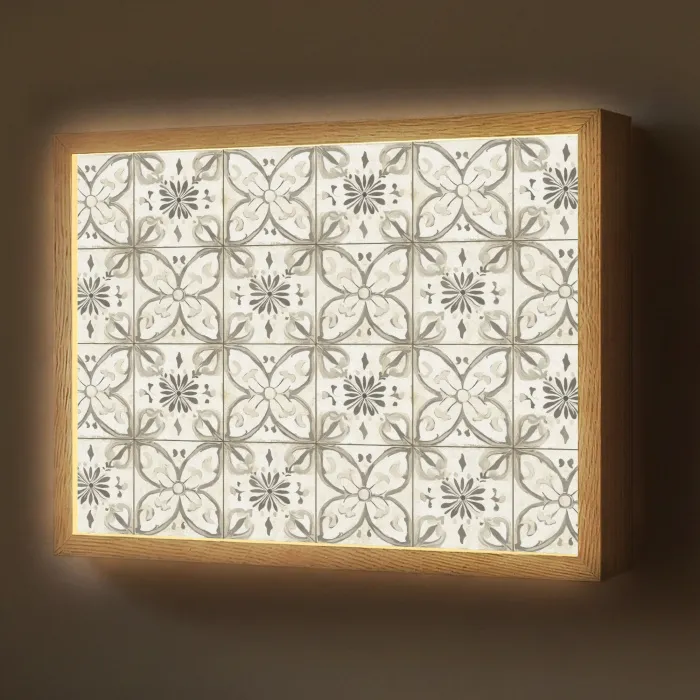 Antiek - Tegel - Beige Light Box met batterij (Wandlamp) middel 907 -z3d_website