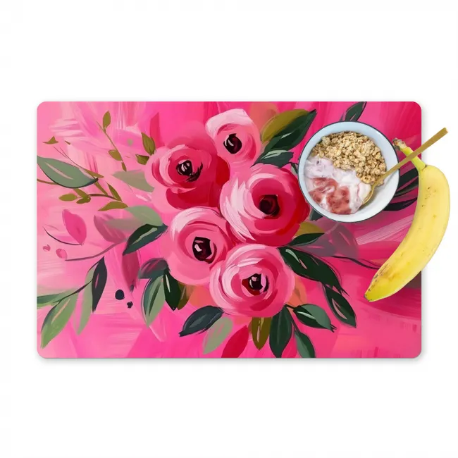 Bloemen - Verf - Roze Placemat vinyl groot -zzzproduct_Kitchenyeah-website