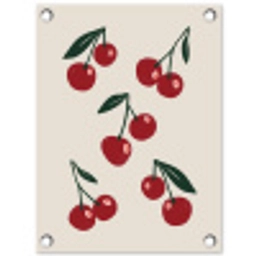 Kersen - Blaadjes - Rood tuinposter los doek klein -3d