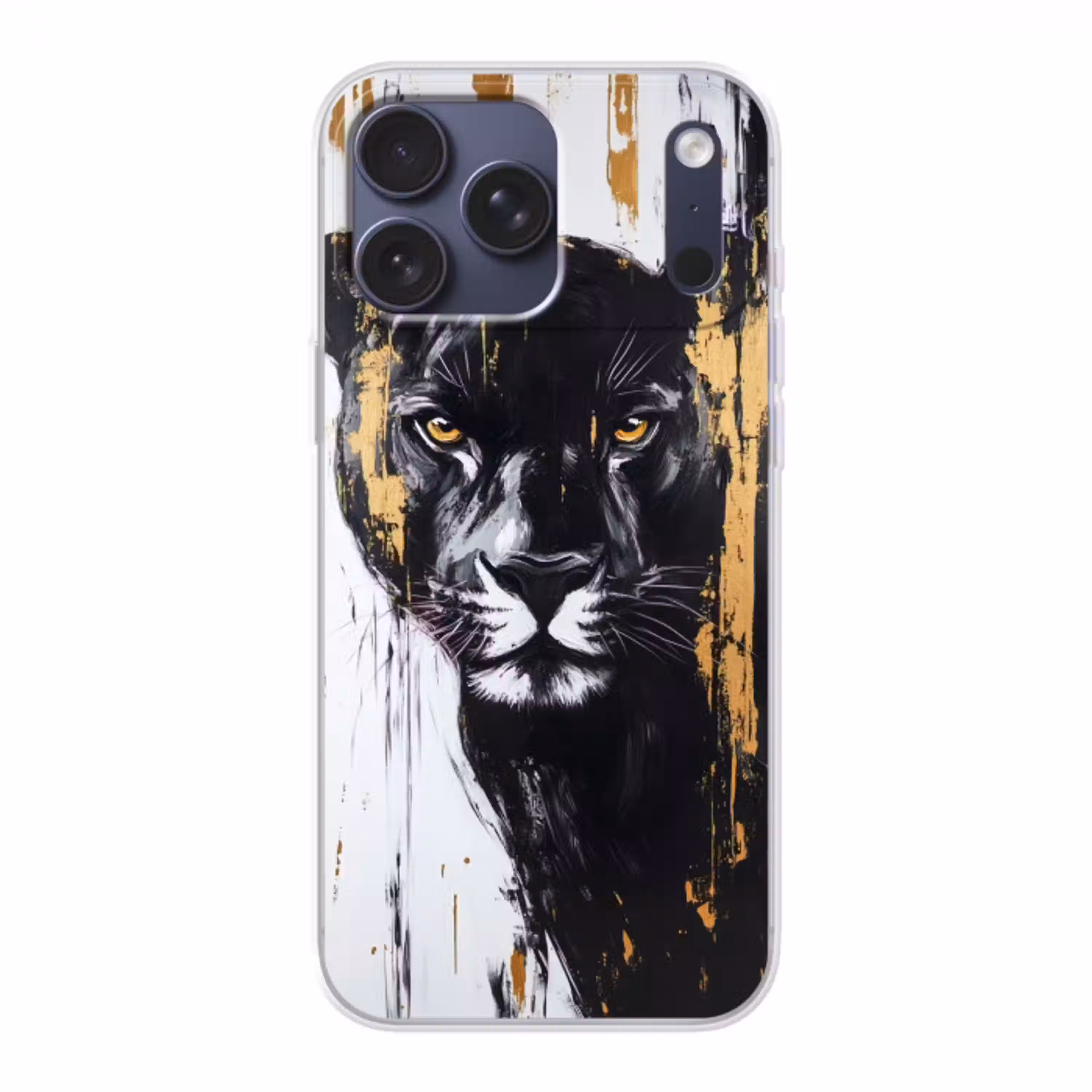 Panter - Zwart - Abstract - Verfstreken Telefoonhoesje iPhone 17 Pro Max klein -3d